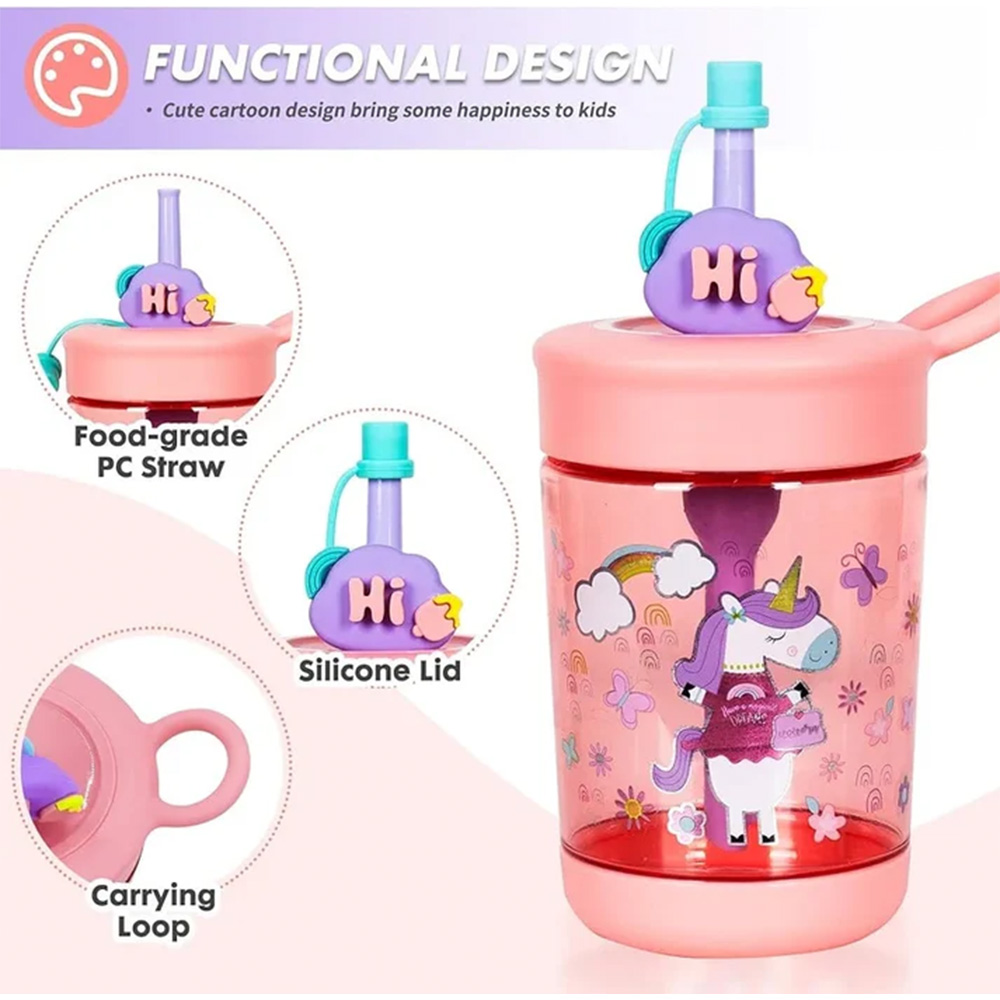 لیوان نی دار با همزن ۵۰۰ میل طرح یونیکورن (برند اسکول فنز)-۳.jpg