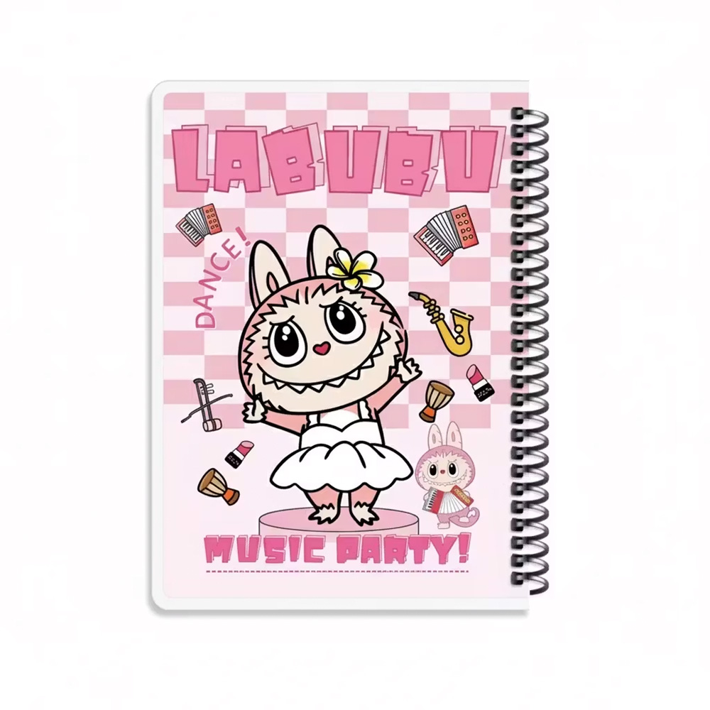 دفتر ۱۰۰ برگ سیمی جلد سخت با استیکر طرح لبوبو-۱.jpg