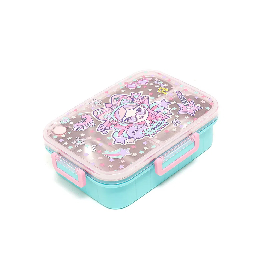 ظرف غذا مستطیل سه قسمتی استیل ۸۰۰ میل طرح دختر فشن (برند وست)-۵.jpg