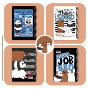 دفتر ۱۰۰ برگ سیمی جلد سخت با استیکر طرح سه خرس (برند لانگو)