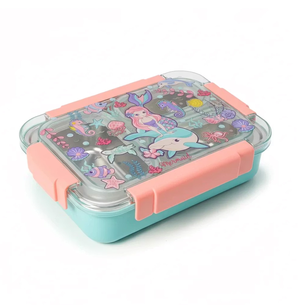 ظرف غذا مستطیل سه قسمتی استیل ۷۱۰ میل طرح دریایی (برند وست)-1.jpg