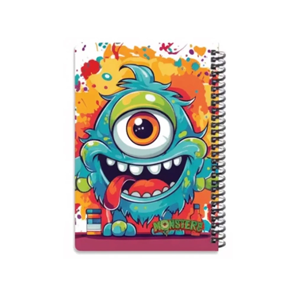 دفتر ۱۰۰ برگ سیمی جلد سخت با استیکر طرح مانسترز ۲ (برند لانگو)-۲.jpg