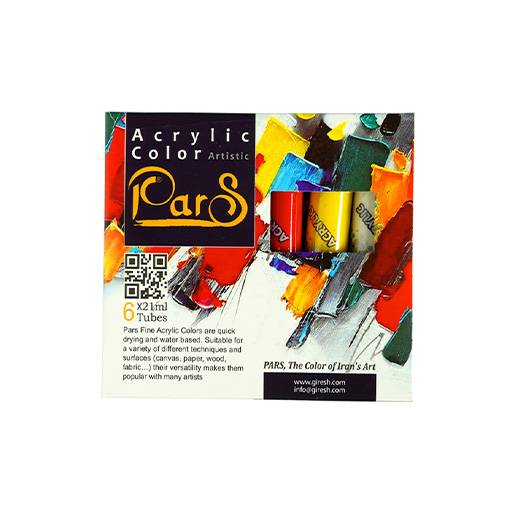 رنگ اکریلیک تیوپی ۲۱ میل ۶ رنگ (برند پارس)