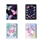 دفتر ۱۰۰ برگ سیمی جلد سخت با استیکر طرح پروانه (برند لانگو)-۱.jpg