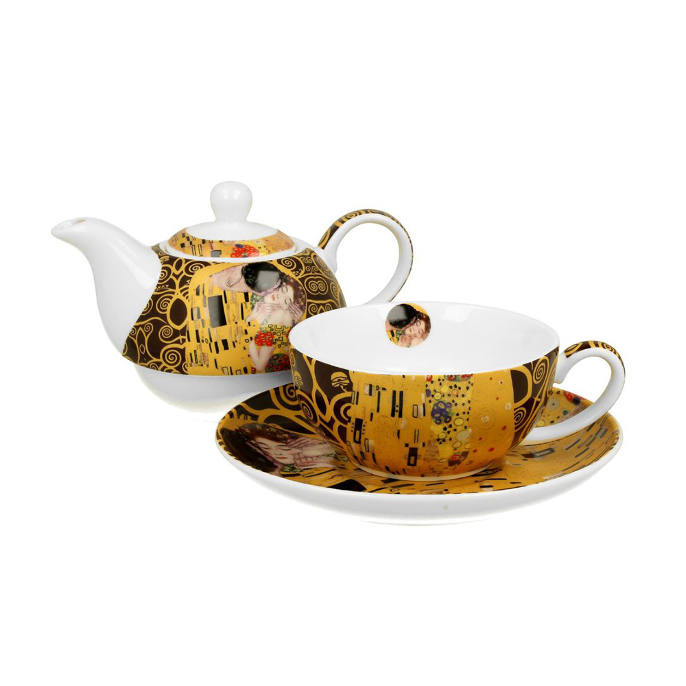 قوری و فنجان کلیمت Teapot With Cup The Kiss Ecru Ins-۳.jpg