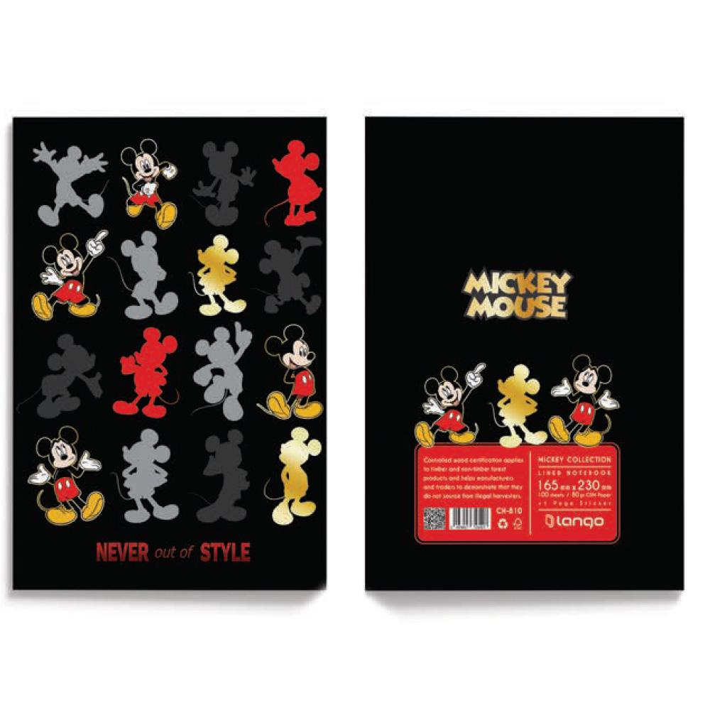 دفتر ۱۰۰ برگ سیمی جلد سخت با استیکر طرح میکی و مینی (برند لانگو)-۳.jpg