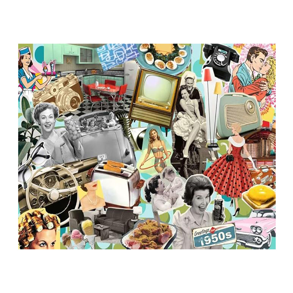 پازل ۱۰۰۰ تکه طرح سلامی از دهه ۵۰ میلادی Greetings from the 1950s (برند رونزبرگر)-۱.jpg