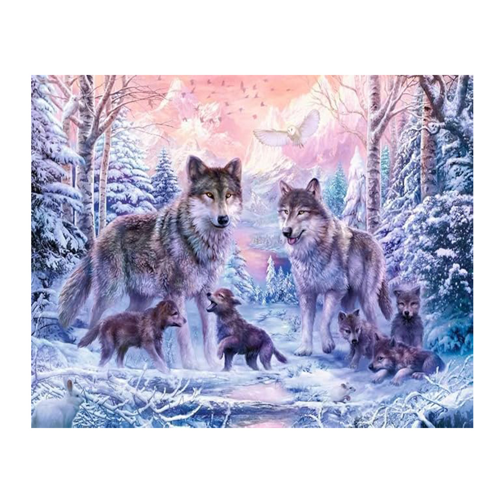 پازل ۱۰۰۰ تکه طرح گرگ های زمستانی Arctic Wolves (برند رونزبرگر)-۲.jpg