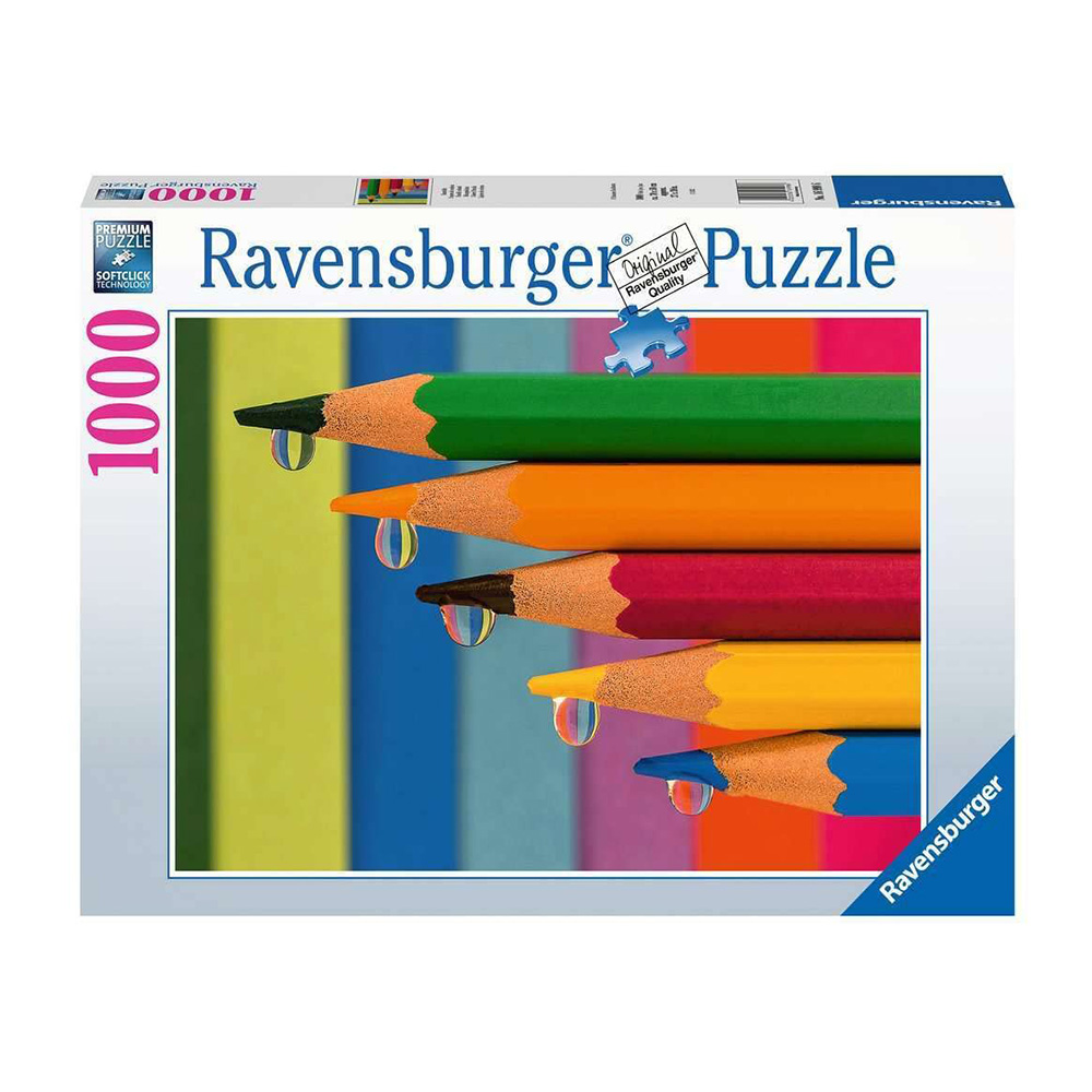 پازل ۱۰۰۰ تکه طرح مداد رنگی با قطرات آب Coloured Pencils with Water Drops (برند رونرزبرگر)