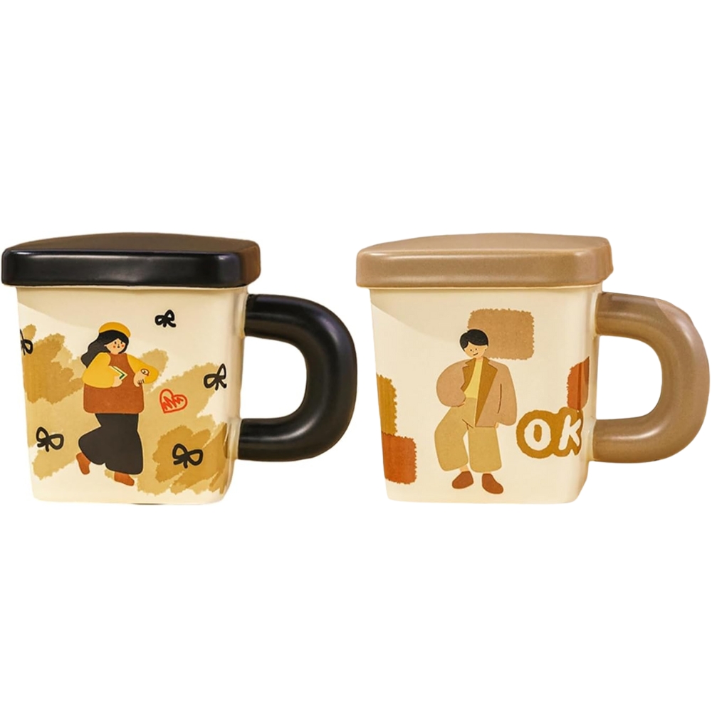 ماگ سرامیکی مربعی درب دار پینترستی