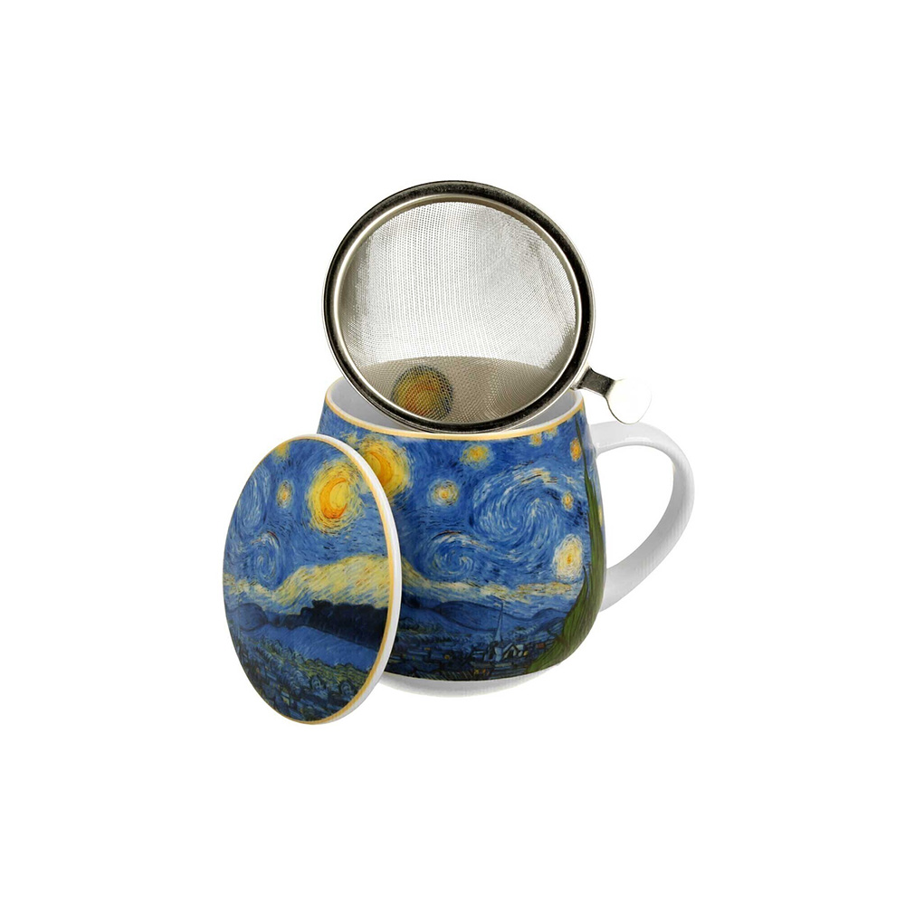 ماگ دمنوش ونگوگ طرح شب پر ستاره Mug Barrel With Tea Infuser Starry Night By Van Gogh (برند دو)