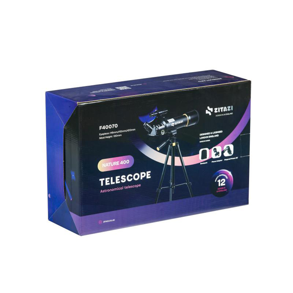 تلسکوپ شکستی با بزرگنمایی ۲۰۰ برابر مدل Nature 400-۷.jpg