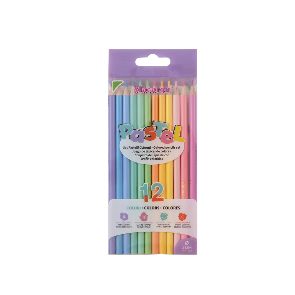 مداد رنگی 12 رنگ پاستلی (برند ماکارون)