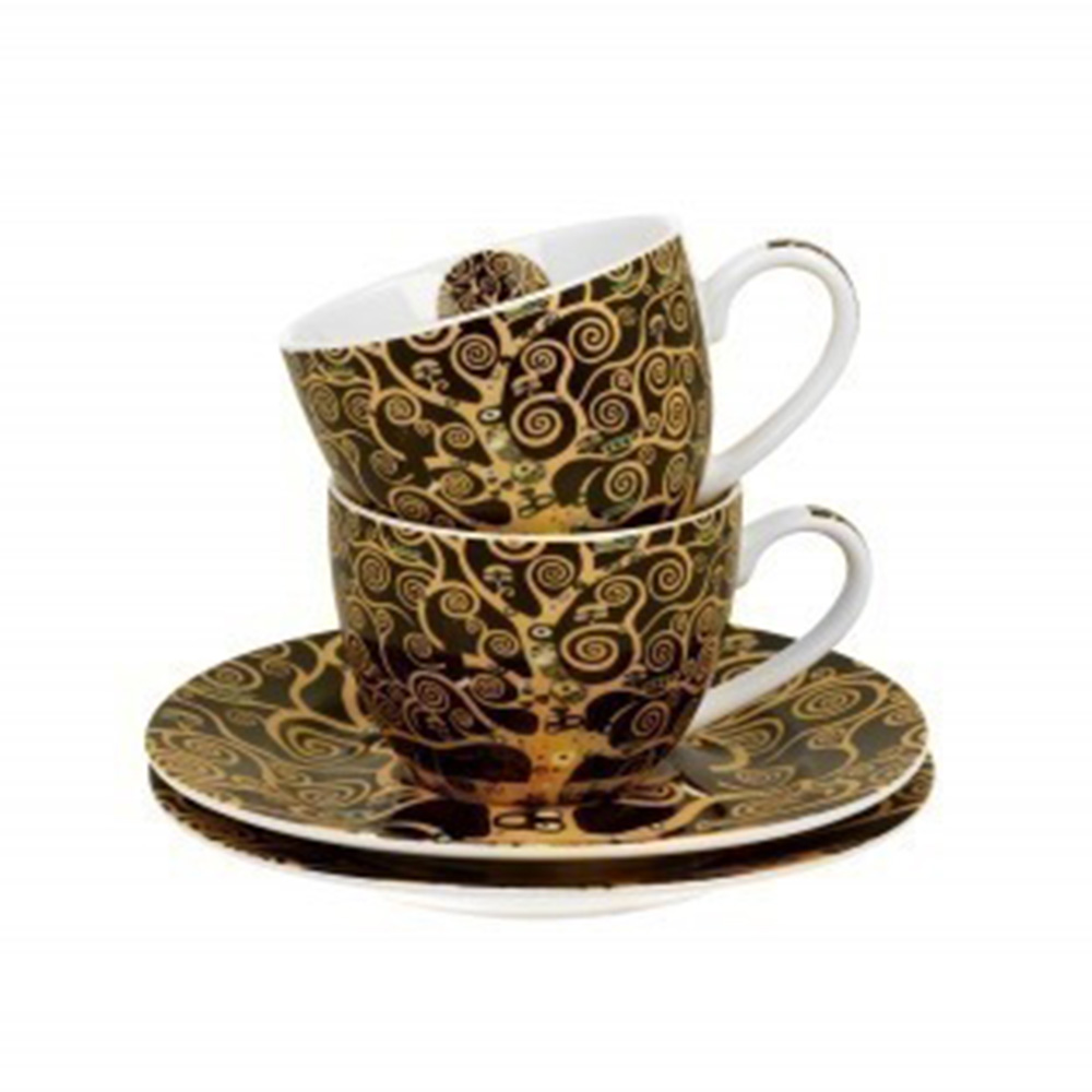 ست دو عددی فنجان کلیمت طرح درخت زندگی Cups With Saucers Tree Of Life Inspired By Gustav Klimt (برند دو)