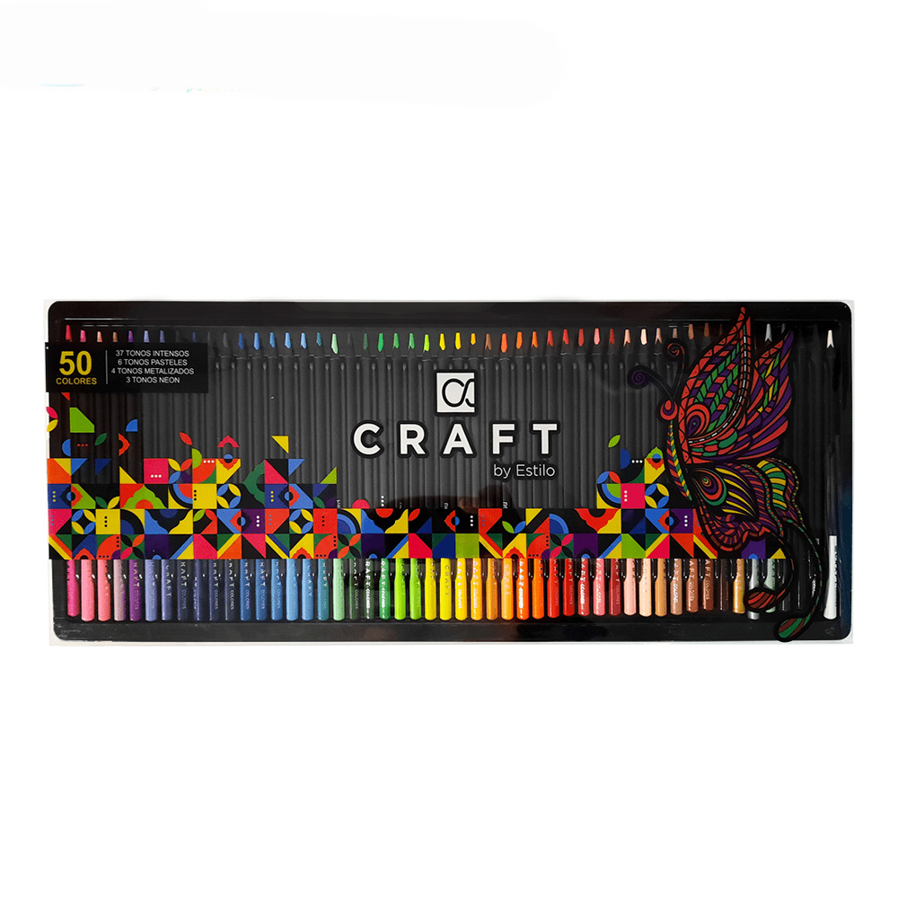 مداد رنگی 50 رنگ ذغالی (برند کرافت)