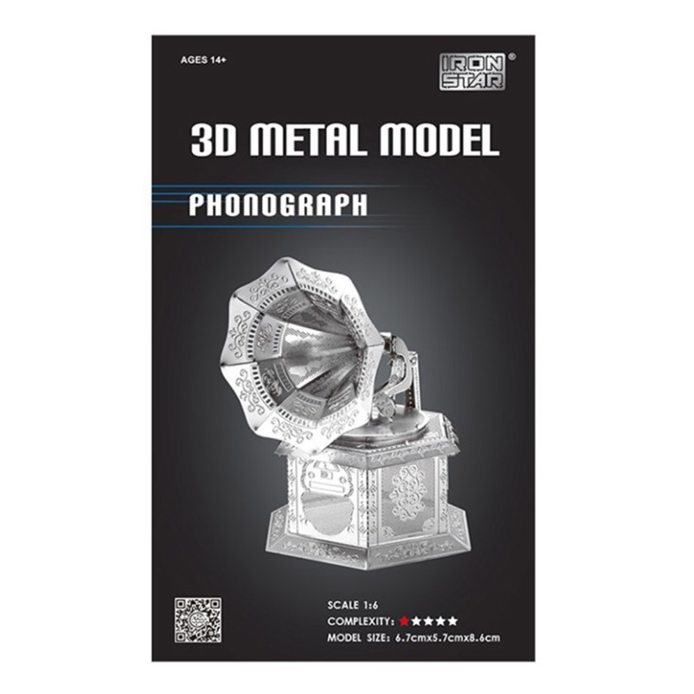 پازل سه بعدی فلزی مدل گرامافون Phonograph (برند آیرون استار)-2.jpg