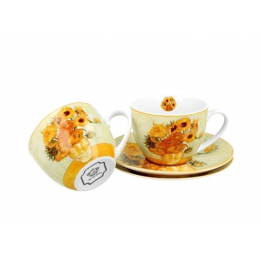 ست دو عددی فنجان ونگوگ طرح گل های آفتابگردان-۲.jpg