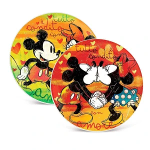 ست دو عددی بشقاب پیتزا دیزنی طرح میکی و مینی موس Pizza Plates Green And Red Mickey Mouse (برند ایگان)
