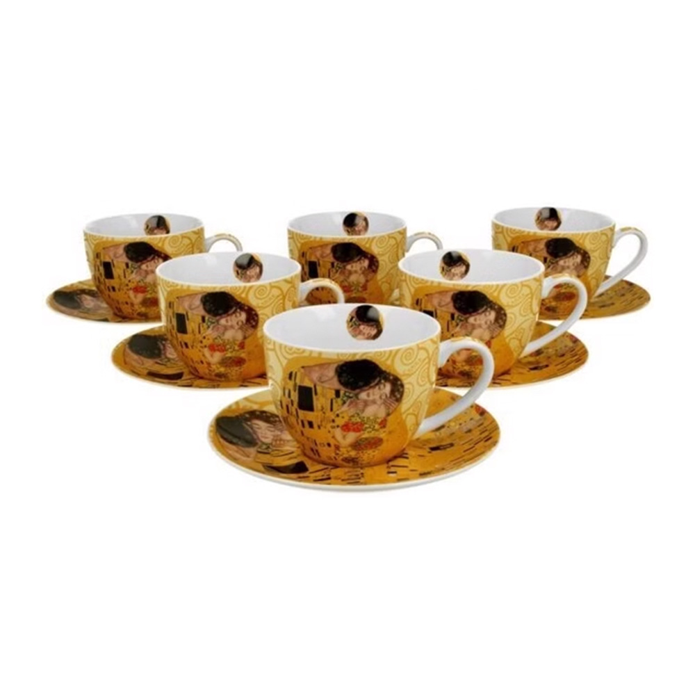 ست شش عددی فنجان کلیمت طرح بوسه Cups With Saucers The Kiss Classic Inspired By Klimt (برند دو)