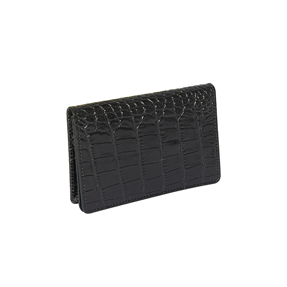 کیف پول و جاکارتی چرم طبیعی مشکی کروکوریل مدل لیزبون Lisbon (برند یوروپن)