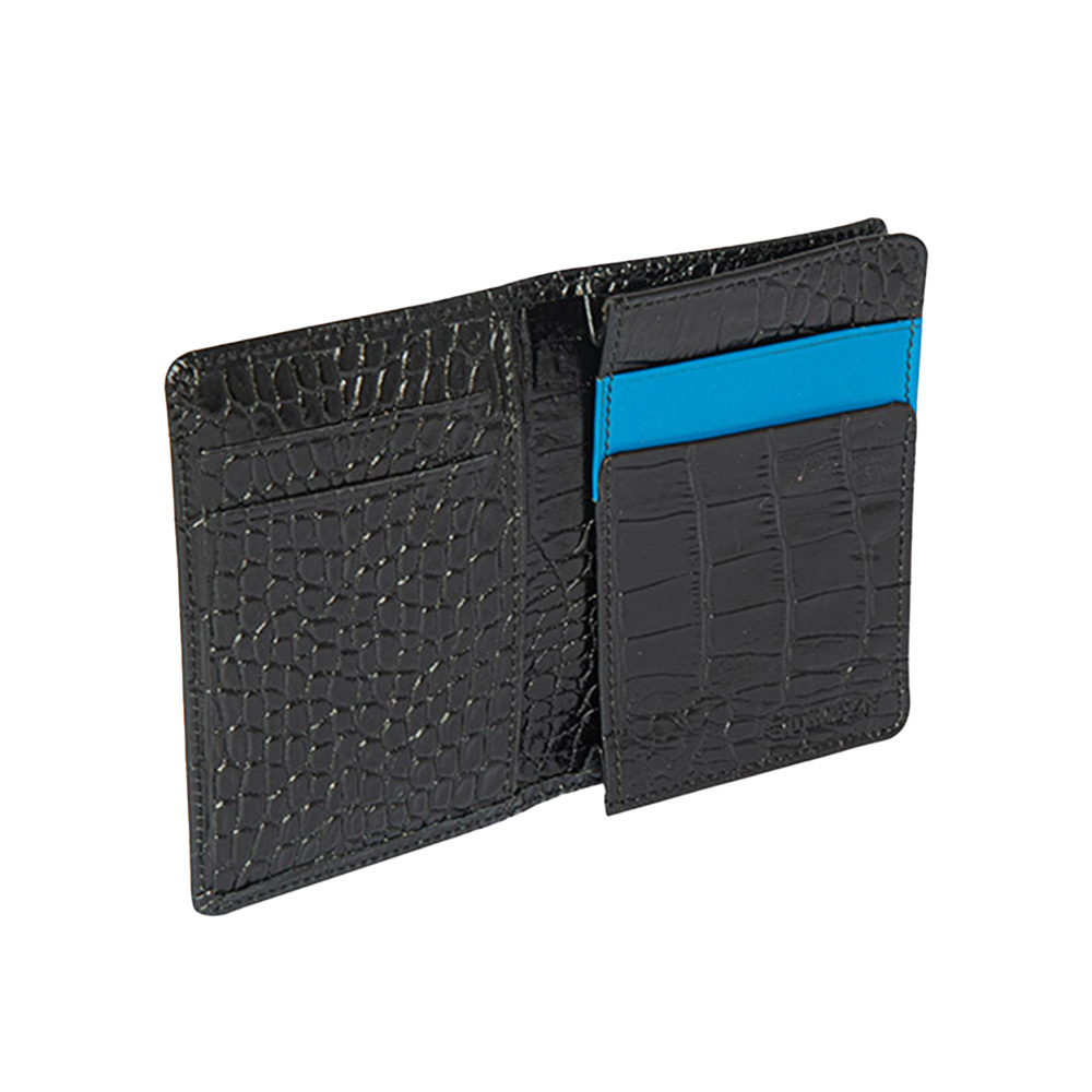 کیف پول و جاکارتی چرم طبیعی مشکی زنبوری مدل لیزبون Lisbon (برند یوروپن)-۲.jpg