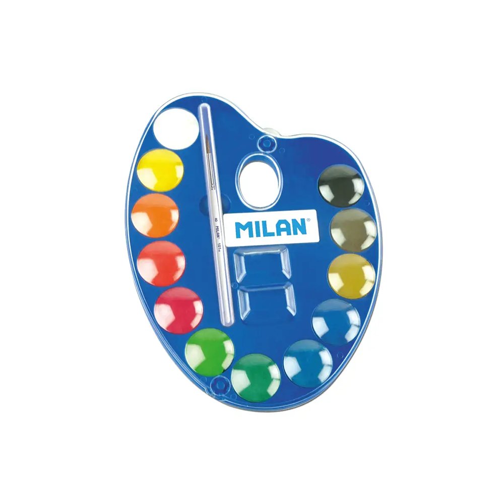 آبرنگ 12 رنگ پالتی همراه با قلمو (برند میلان)