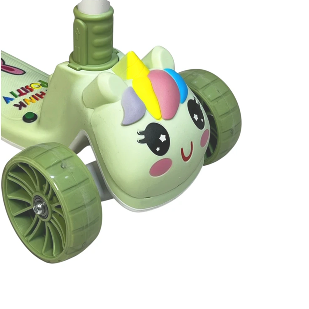 اسکوتر تعادلی موزیکال و چراغدار طرح اسب تک شاخ-سبز.png