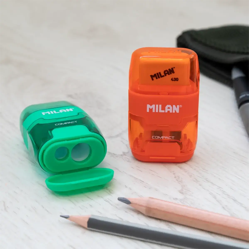 تراش و پاک کن با بدنه شفاف رنگی (برند میلان)-۲.png