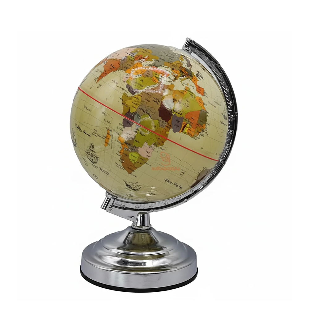 کره جغرافیایی سایز ۲۰ کرم پایه فلزی چراغدار لاتین (برند ایده)