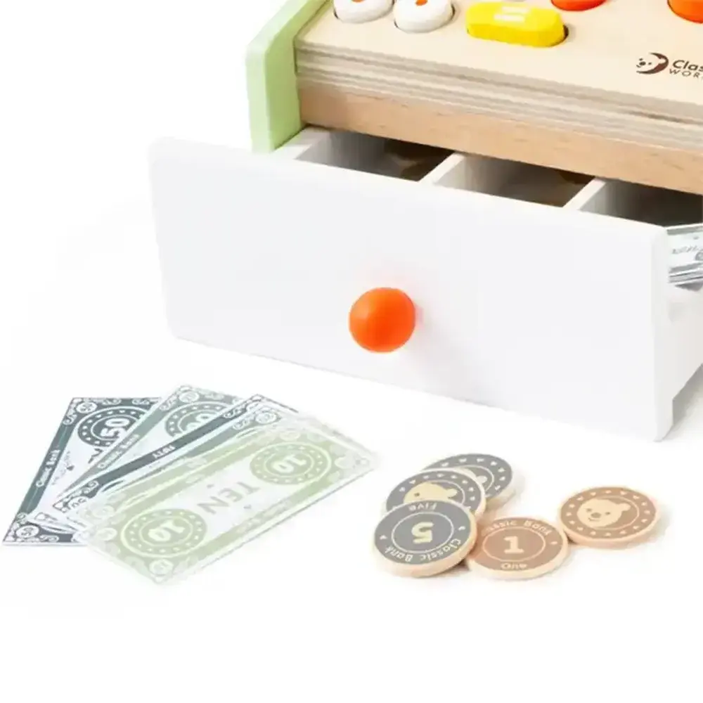 صندوق فروشگاهی چوبی Cash Register (برند کلاسیک ورلد)-۴.webp