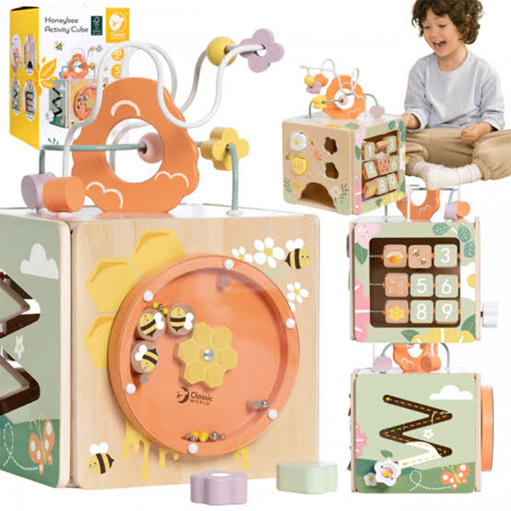 مکعب فعالیت چوبی مدل زنبور عسل Honeybee Activity Cube (برند کلاسیک ورلد)-6.jpg