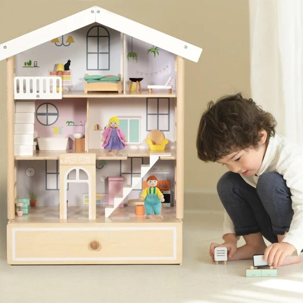 خانه عروسکی چوبی Happy Villa Doll House (برند کلاسیک ورلد)-۱.jpg