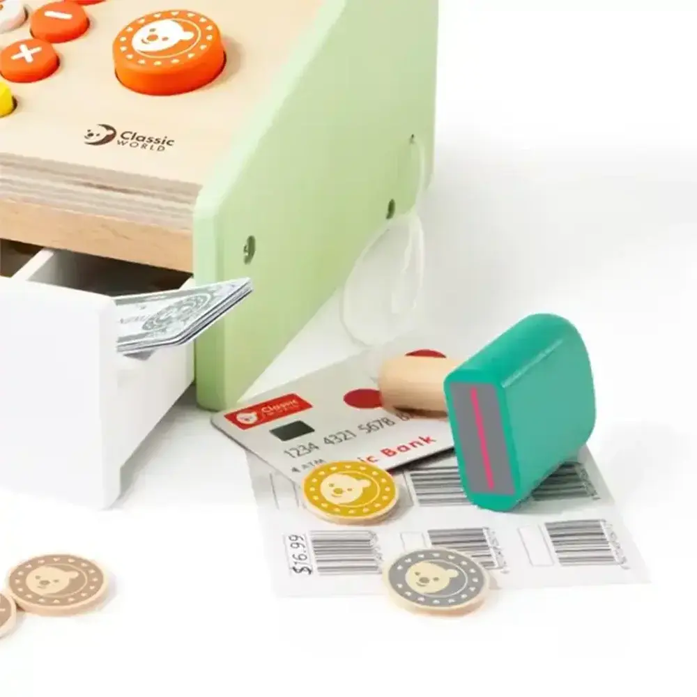 صندوق فروشگاهی چوبی Cash Register (برند کلاسیک ورلد)-۵.webp