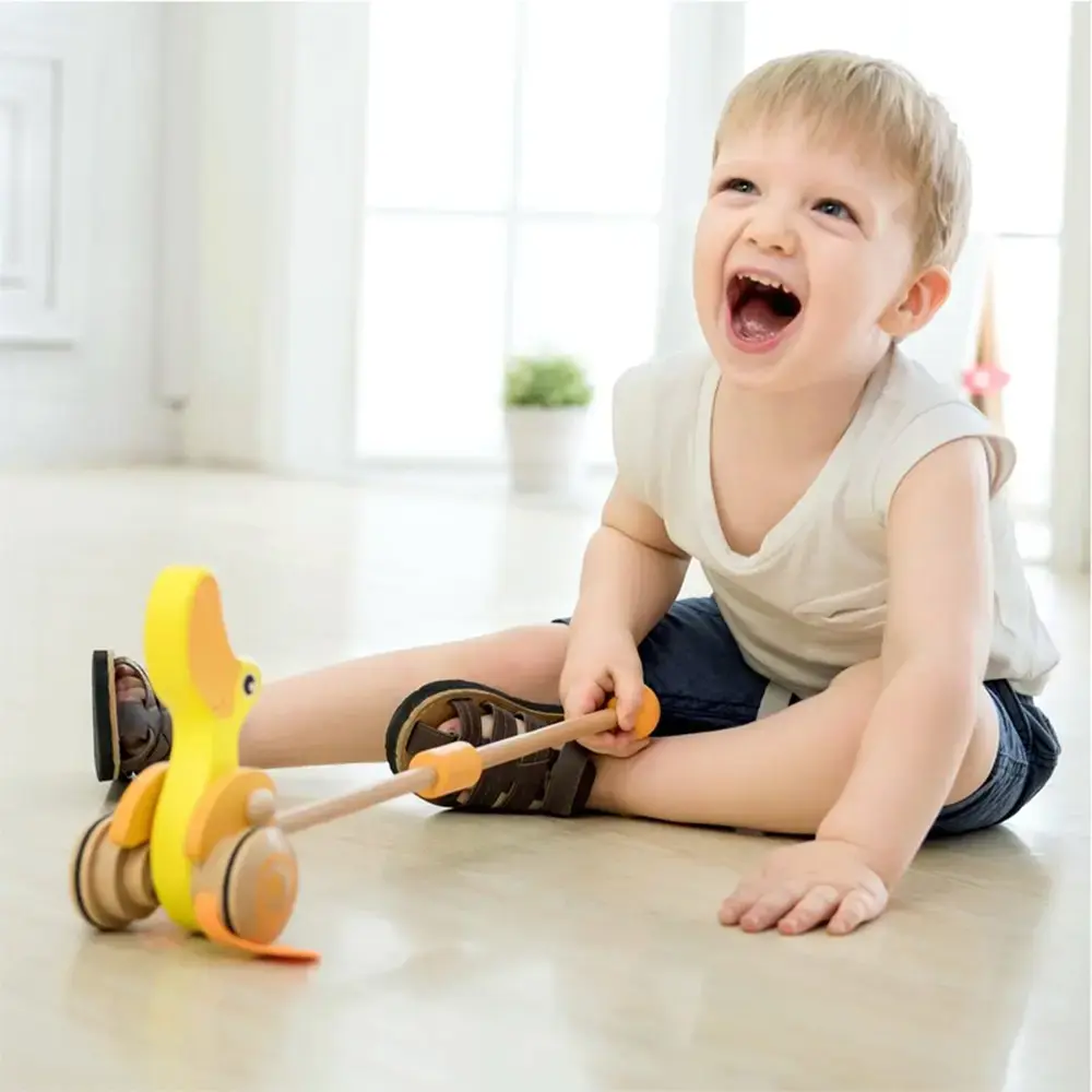 واکر کودک چوبی طرح اردک Push Duck (برند کلاسیک ورلد)-۲.webp