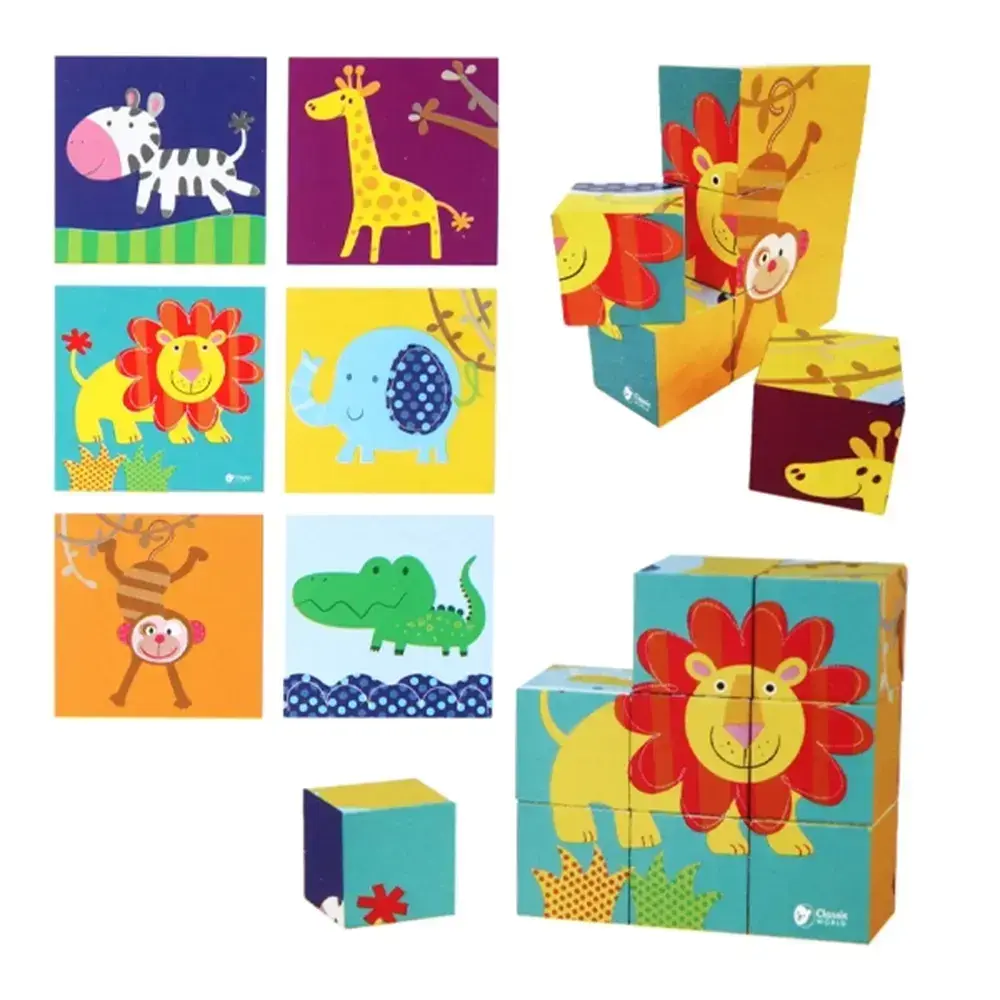 پازل مکعبی چوبی مدل حیوانات Wild Animal Block Puzzle (برند کلاسیک ورلد)-3.webp
