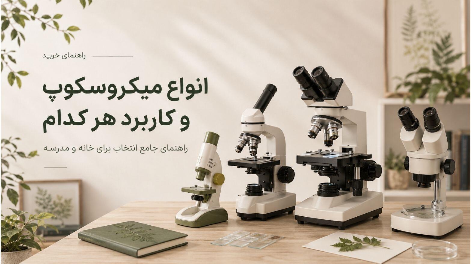 انواع میکروسکوپ و کاربرد هر کدام | راهنمای جامع انتخاب برای خانه و مدرسه