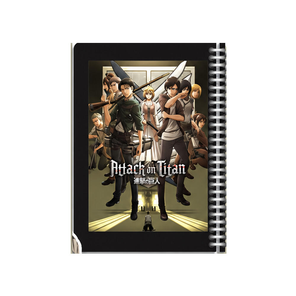 دفتر ۱۰۰ برگ سیمی جلد سخت با استیکر طرح Attack On Titan (برند لانگو)-طرح ۳.jpg