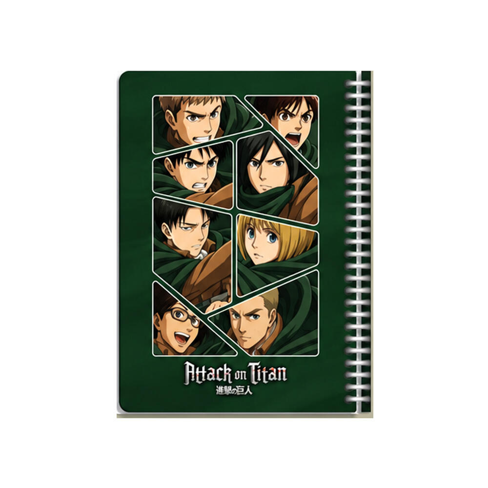 دفتر ۱۰۰ برگ سیمی جلد سخت با استیکر طرح Attack On Titan (برند لانگو)-طرح ۲.jpg