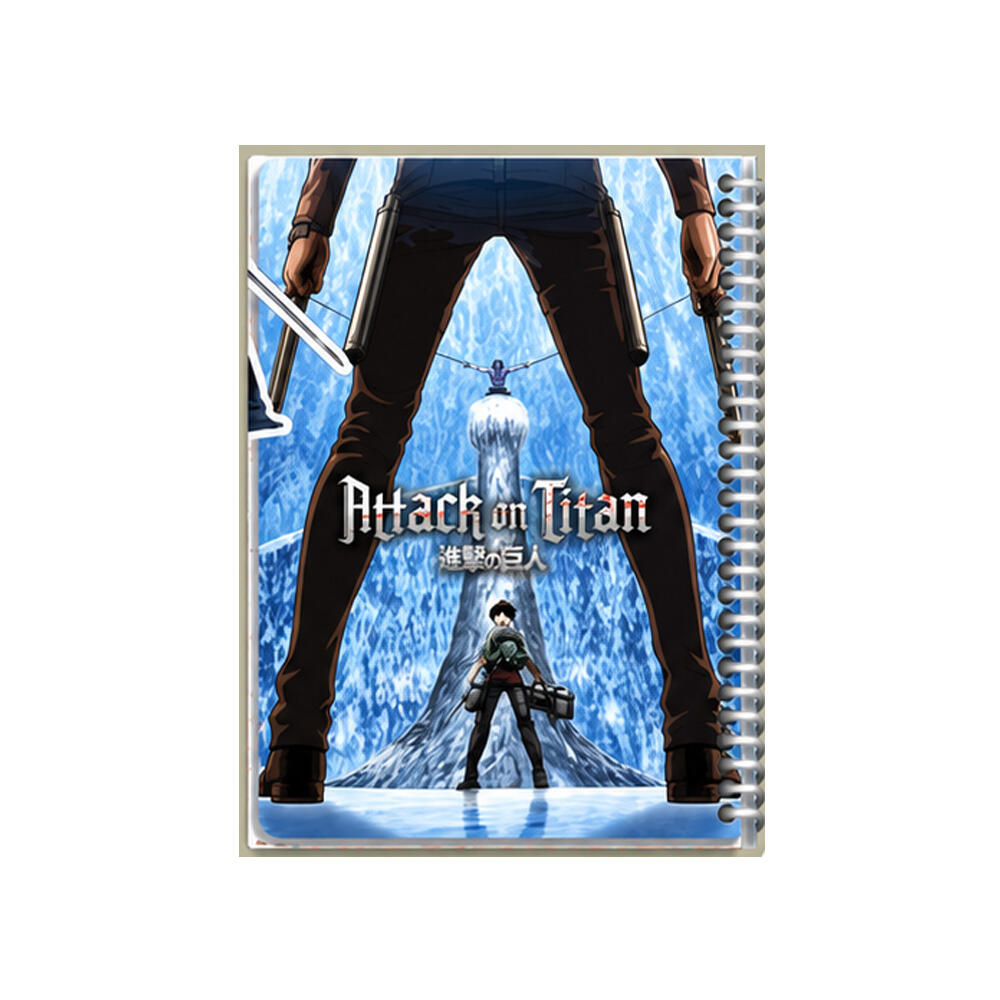 دفتر ۱۰۰ برگ سیمی جلد سخت با استیکر طرح Attack On Titan (برند لانگو)-طرح ۱.jpg